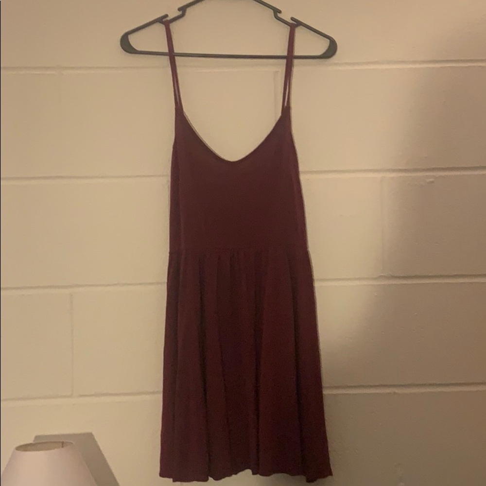 Burgundy Mini Dress with Tie-Back